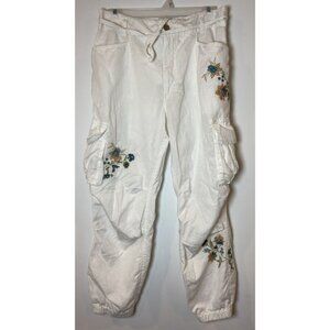 Sundance White Floral Embroidered Joggers